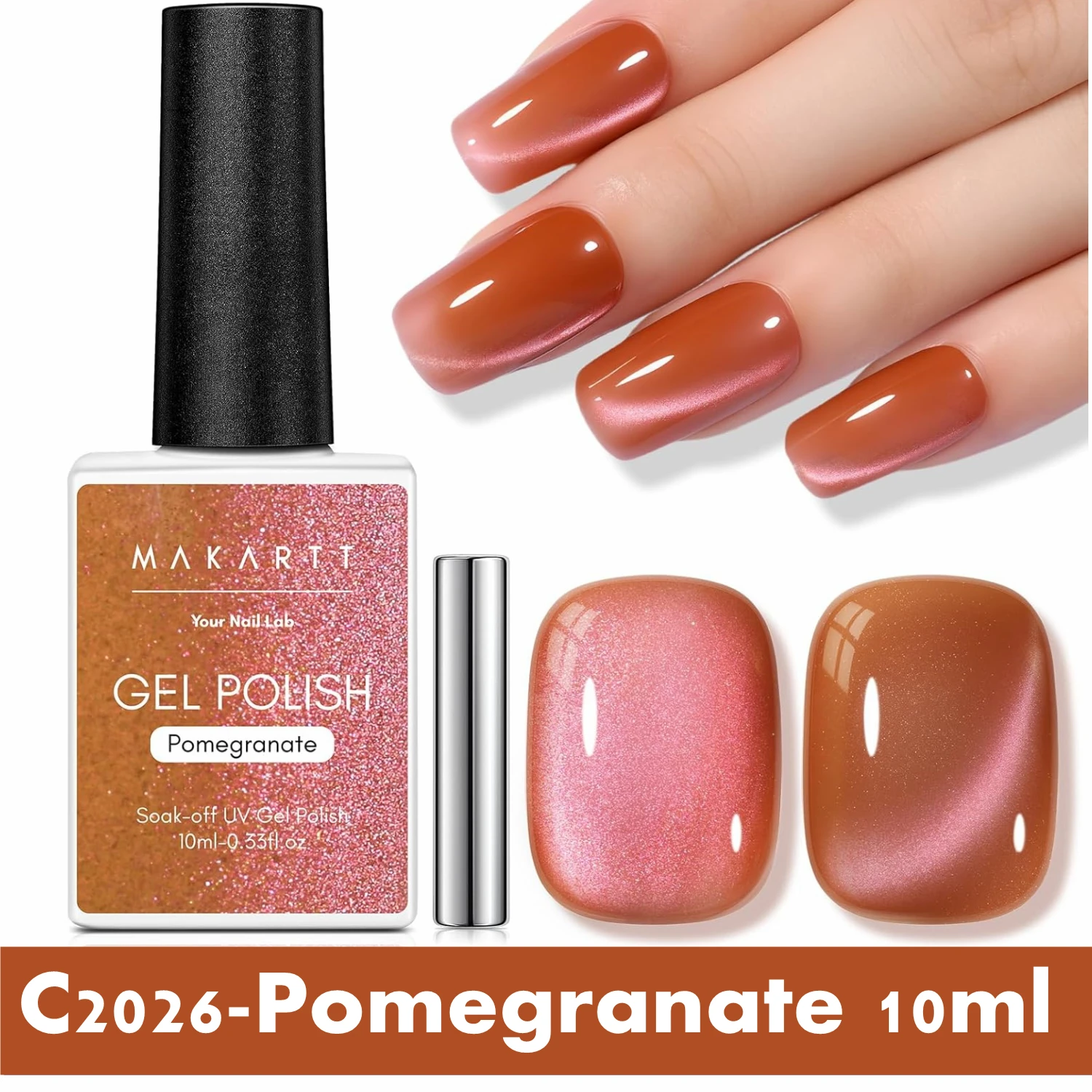 Makartt Cat Eye Gel Nail Polish - 10ml Premium Holographic Magnetic Gel with Magnet Stick, Shimmery Galaxy Effect, Long-Lasting - Image 12