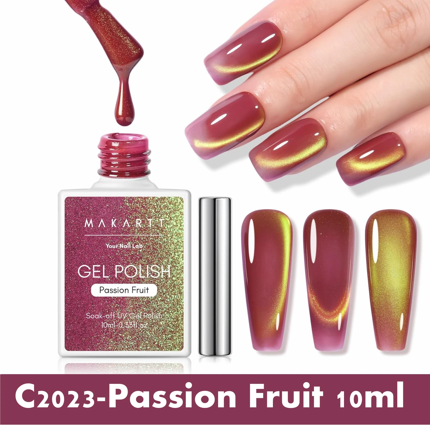 Makartt Cat Eye Gel Nail Polish - 10ml Premium Holographic Magnetic Gel with Magnet Stick, Shimmery Galaxy Effect, Long-Lasting - Image 9