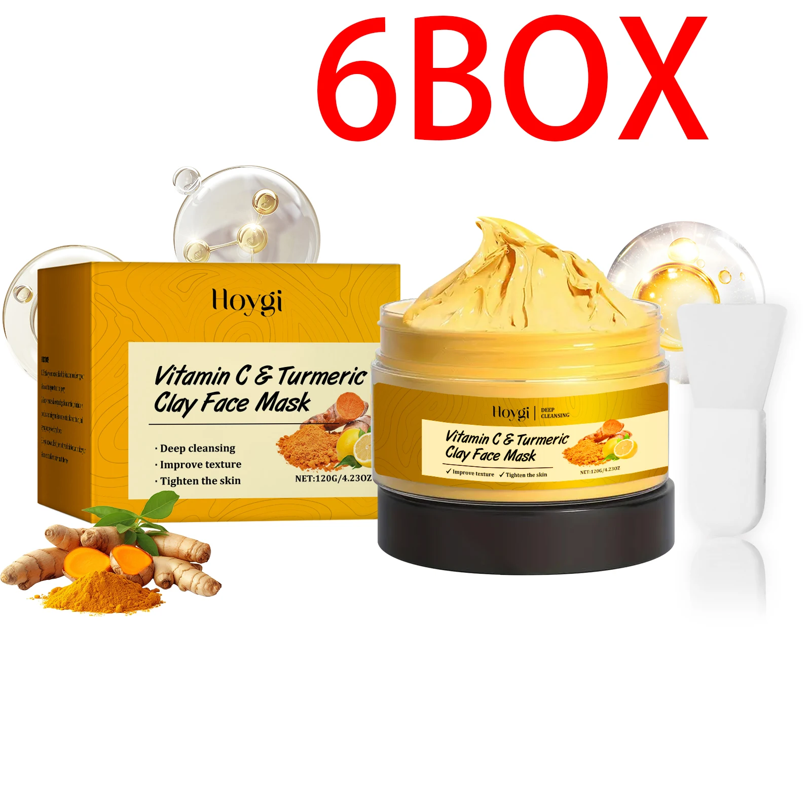 Hoygi Turmeric Clay Mask 120g Winter Hydrating Deep Cleansing Pore Purifying Facial Treatment Oil Control Mud Mask - Image 10