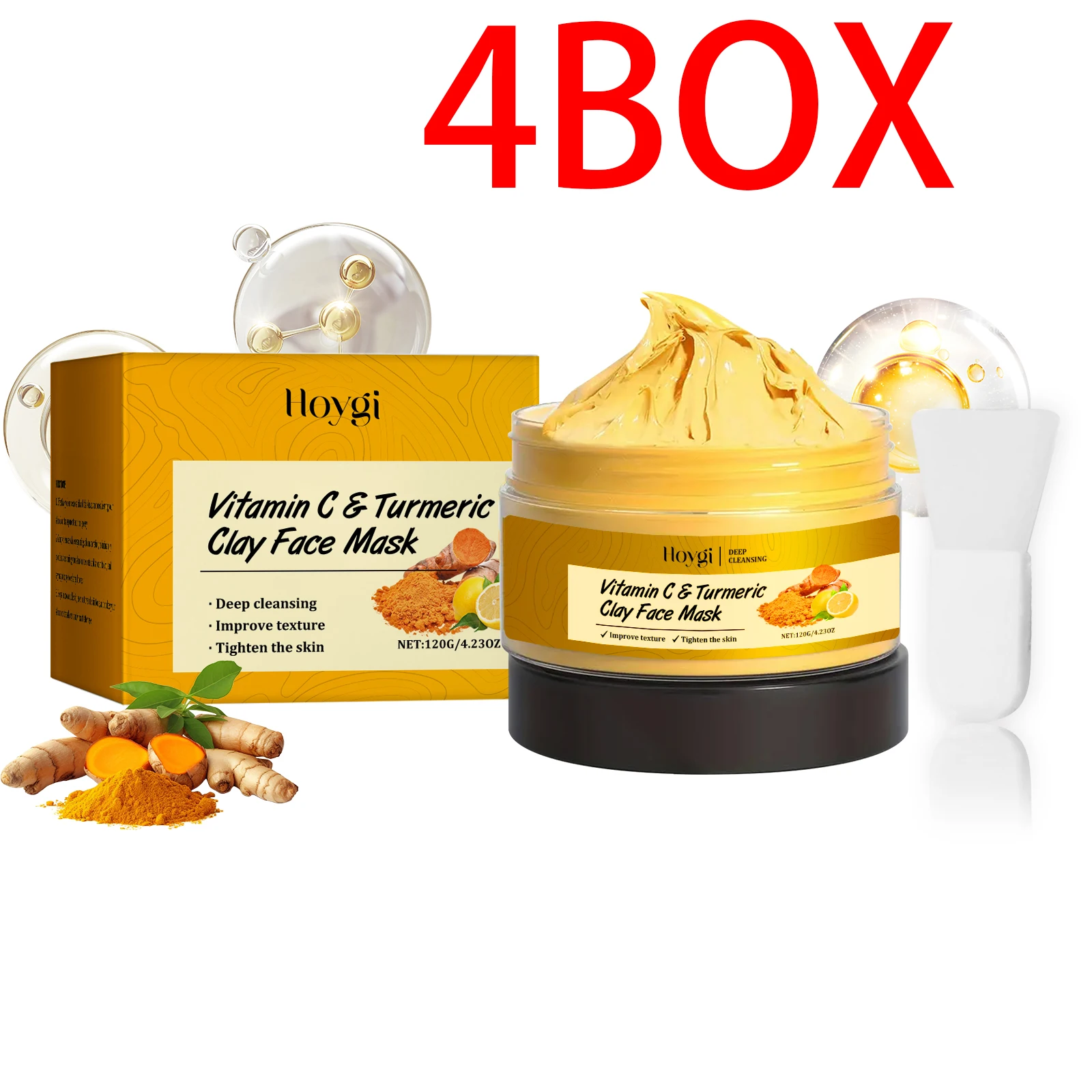 Hoygi Turmeric Clay Mask 120g Winter Hydrating Deep Cleansing Pore Purifying Facial Treatment Oil Control Mud Mask - Image 11