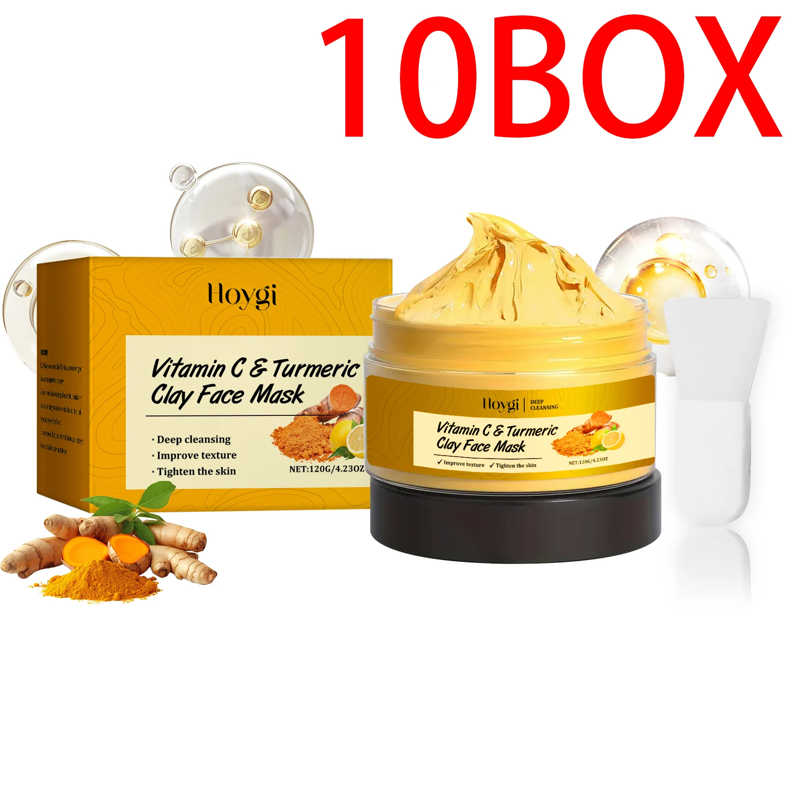 Hoygi Turmeric Clay Mask 120g Winter Hydrating Deep Cleansing Pore Purifying Facial Treatment Oil Control Mud Mask - Image 9