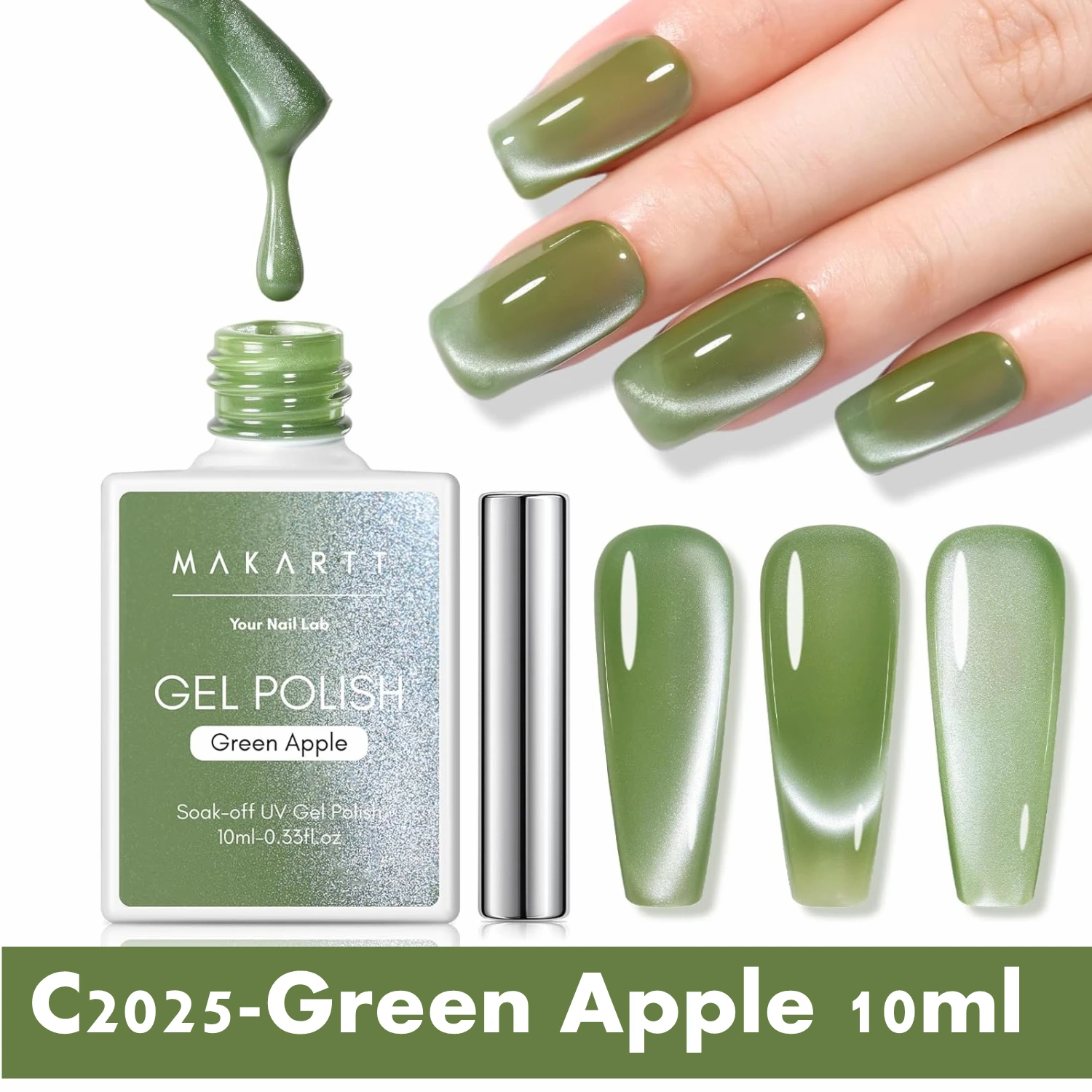 Makartt Cat Eye Gel Nail Polish - 10ml Premium Holographic Magnetic Gel with Magnet Stick, Shimmery Galaxy Effect, Long-Lasting - Image 14