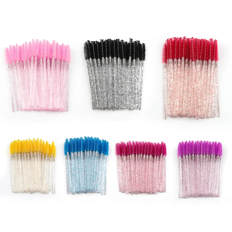 New 5/25/50Pcs Wholesale Crystal Eyelashes Brush Applicator Eyelash Brushes Plastic Mascara Wand Lashes Extension Makeup Beauty - Image 2
